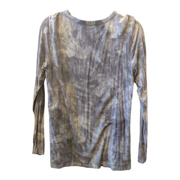 American Eagle Gray Tie-Dye Lace-Up Women's Tee Sized Medium - Picture 2 of 5